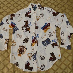 LAUREN RALPH LAUREN LONG SLEEVE EQUESTRIAN BLOUSE